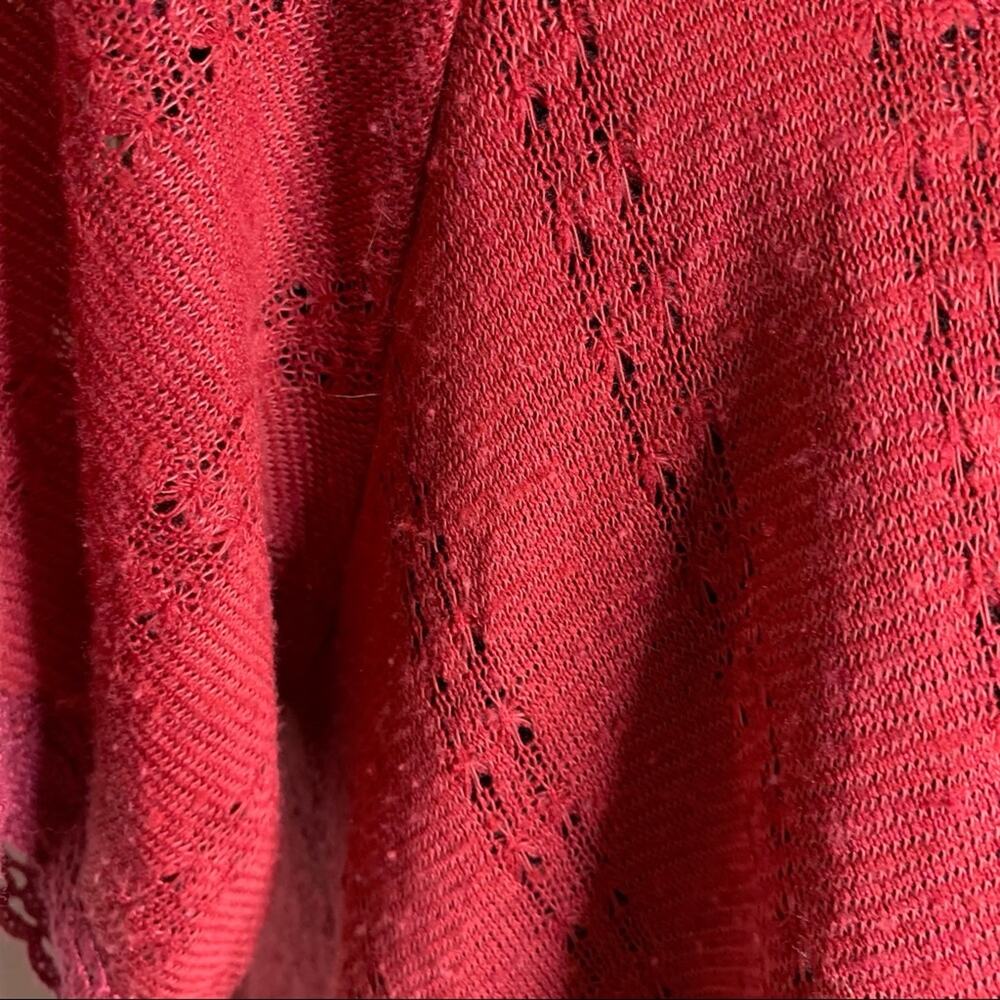 Free People maroon red lace shoulder knit top size Extra Small XS - Picture 6 of 13